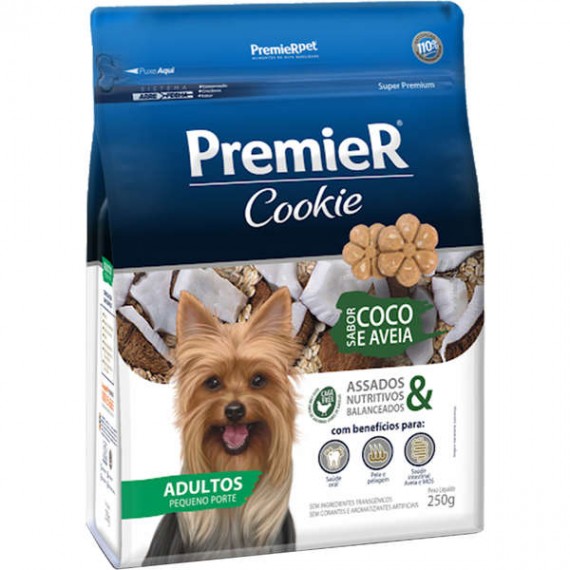 Petisco Premier Pet Super Premium Cookie sabor Coco e Aveia para Cães Adultos de Pequeno Porte - 250g