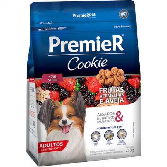 Petisco Premier Pet Super Premium Cookie sabor Frutas Vermelhas e Aveia para Cães Adultos de Pequeno Porte