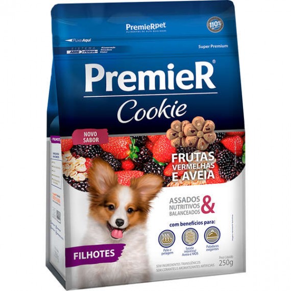 Petisco Premier Pet Super Premium Cookie sabor Frutas Vermelhas e Aveia para Cães Filhotes - 250g