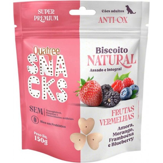 Petisco Quatree Snacks Biscoito Natural Frutas Vermelhas - 150g