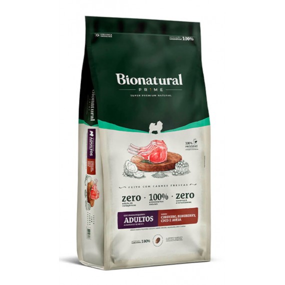 Ração Bionatural Prime Sabor Cordeiro, Blueberry, Coco e Aveia para Cães Sênior de Raças Pequenas - 2,5Kg