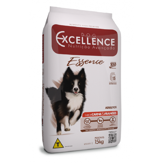Ração Dog Excellence Essence Sabor Carne e Frango Cães Adultos - 15 Kg