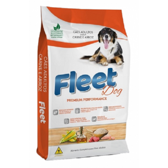 Ração Fleet  Dog  Premium Performance com 24% de proteínas Sabor Carne e Arroz para Cães Adultos - 15 kg