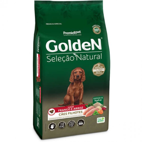 Ração Golden Seleção Natural Premium Especial sabor Frango e Arroz para Cães Filhotes - 10,1 Kg