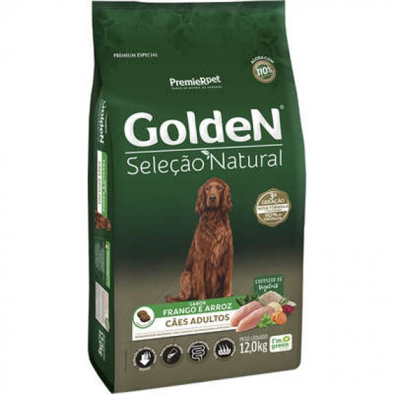 Ração Golden Seleção Natural Premium Especial sabor Frango e Arroz para Cães Adultos - 12 Kg