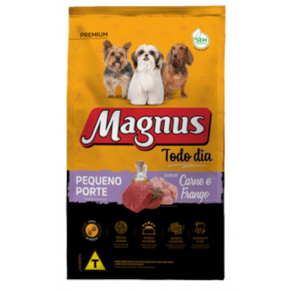 Ração Premium Magnus Todo Dia para Cães Adultos de Raça Pequena Sabor Carne e Frango - 10Kg