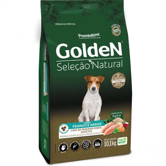 Ração Golden Seleção Natural Premium Especial Mini Bits Frango e Arroz para Cães Adultos