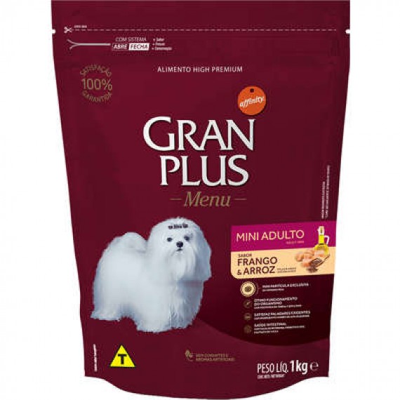 Ração GranPlus Menu para Cães Mini Adulto Sabor Frango e Arroz - 1 Kg