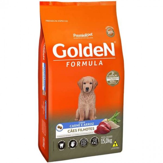 Ração Golden Formula Premium Especial Carne e Arroz Cães Filhotes