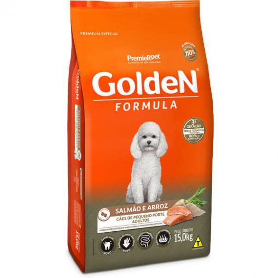 Ração Golden Formula Premium Especial Mini Bits sabor Salmão e Arroz para Cães Adultos