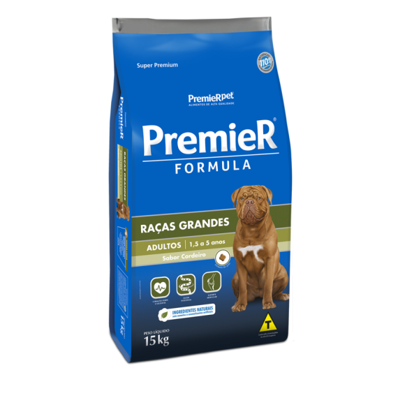 Ração PremierPet  Formula Raças Grandes e Gigantes Super Premium Sabor Cordeiro Cães Adultos - 15 Kg