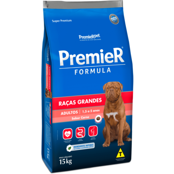 Ração PremierPet  Formula Raças Grandes e Gigantes Super Premium Sabor Carne Cães Adulto - 15 Kg