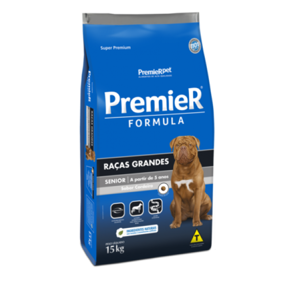 Ração PremierPet  Formula Raças Grandes e Gigantes Super Premium Sabor Cordeiro Cães Senior - 15 Kg