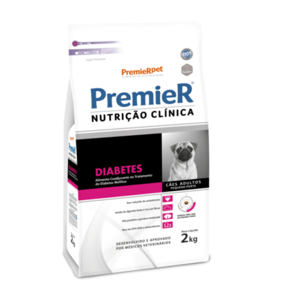 Ração Medicamentosa Premier Super Premium Nutrição Clínica Diabetes para Cães Adultos de Pequeno Porte - 2 Kg