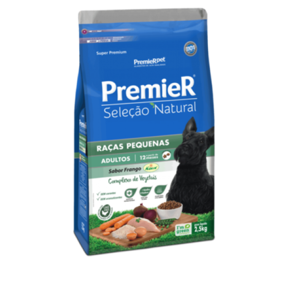 Ração Premier Seleção Natural Super Premium Raças Pequenas Sabor Frango Korin para Cães Adultos