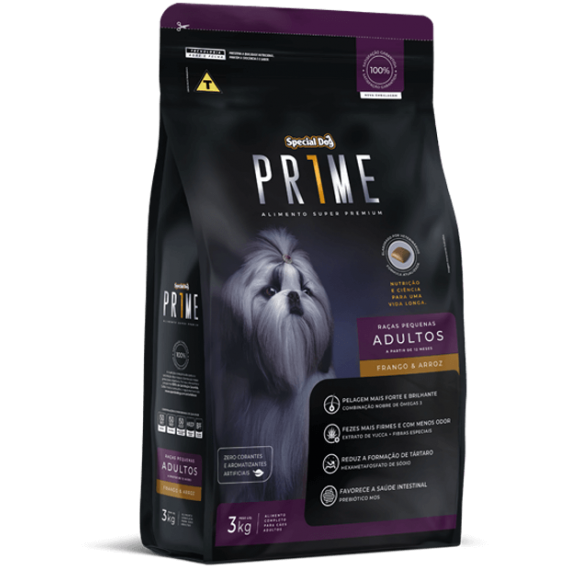 Ração Special Dog Prime Super Premium para Cães Adultos de Raças Pequenas - 3 Kg