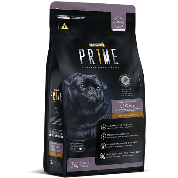Ração Special Dog Prime Super Premium Light para Cães Adultos de Raças Pequenas - 3 Kg