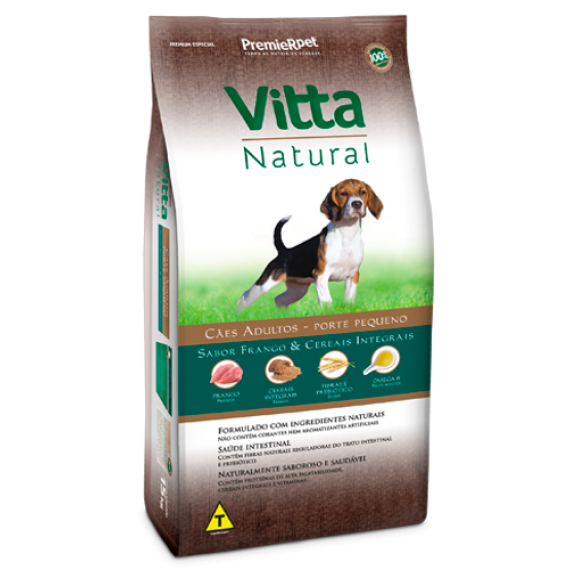 Ração Vitta Natural Cães Adultos  de Raças Pequenas Sabor Frango e Cereais Integrais - 3 kg