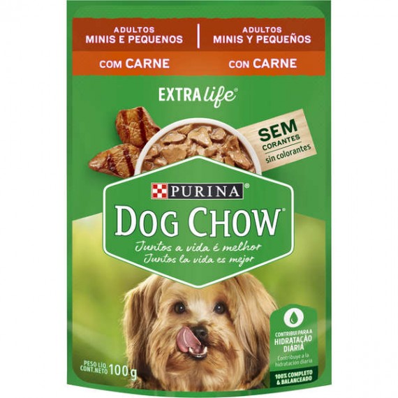 Ração Úmida Néstle Purina Dog Chow Sachê para Cães Adultos Minis e Pequenos sabor Carne