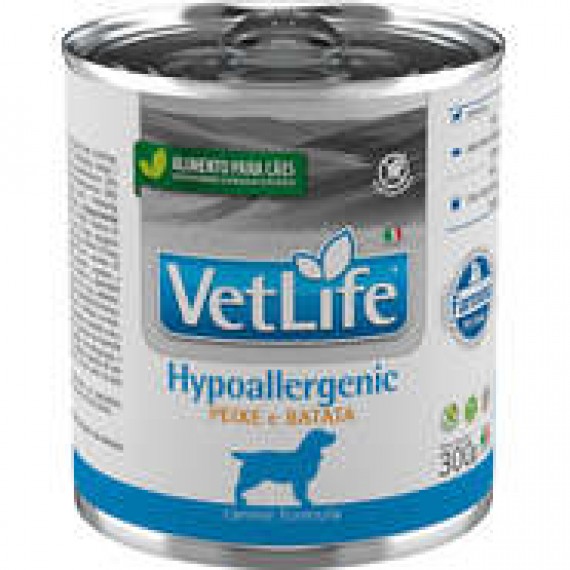 Alimento Úmido em Lata Hypoallergenic Sabor Peixe e Batata para Cães da VetLife - 300 g