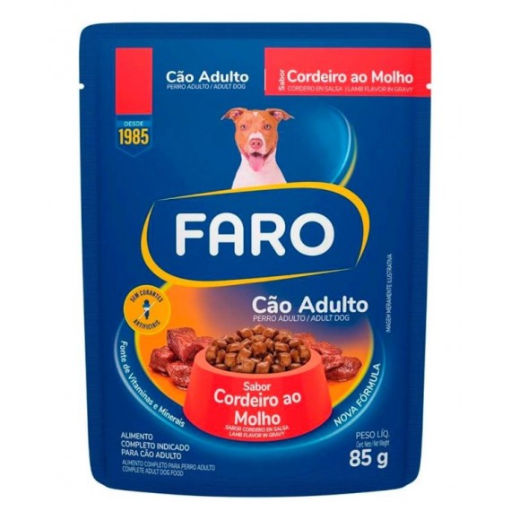 Ração Úmida Faro Sachê Sabor Cordeiro ao Molho para Cães Adultos - 85g