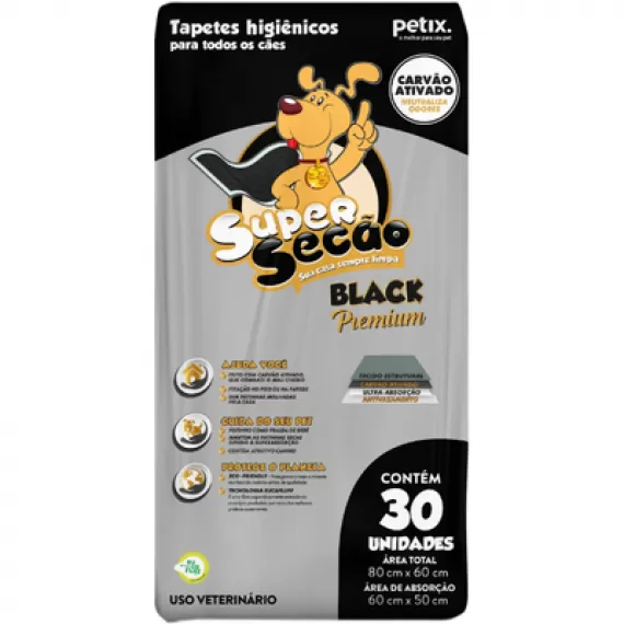 Tapete Higiênico Super Secão Black Premium para Todos os Cães