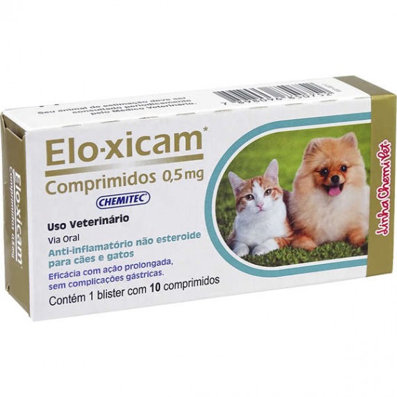 Anti-inflamatório Elo-xicam 0,5 mg da Chemitec para Cães e Gatos - 10 comprimidos 