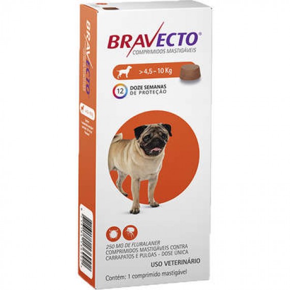 Antipulgas e Carrapatos MSD Bravecto para Cães de 4,5 a 10 Kg - Comprimido