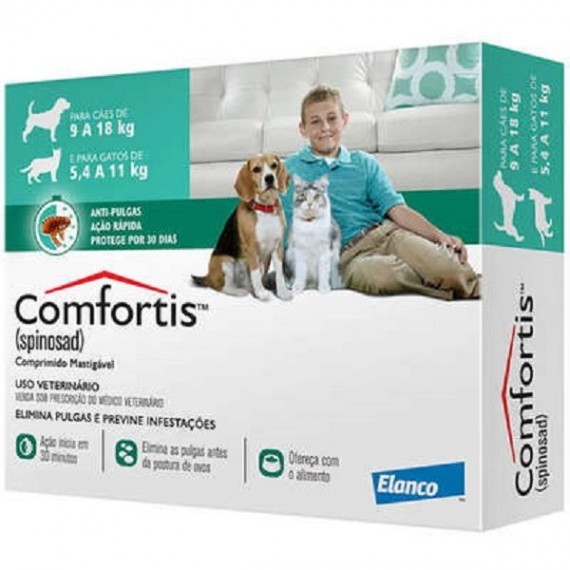 Antipulgas Comfortis da Elanco para Cães de 9 a 18 kg e Gatos de 5,4 a 11 Kg 