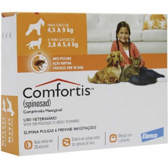 Antipulgas Comfortis da Elanco para Cães de 4,5 a 9 kg e Gatos de 2,8 a 5,4 Kg 