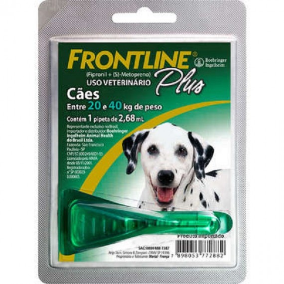 Antipulgas e Carrapatos Frontline Plus para Cães de 20 a 40 Kg