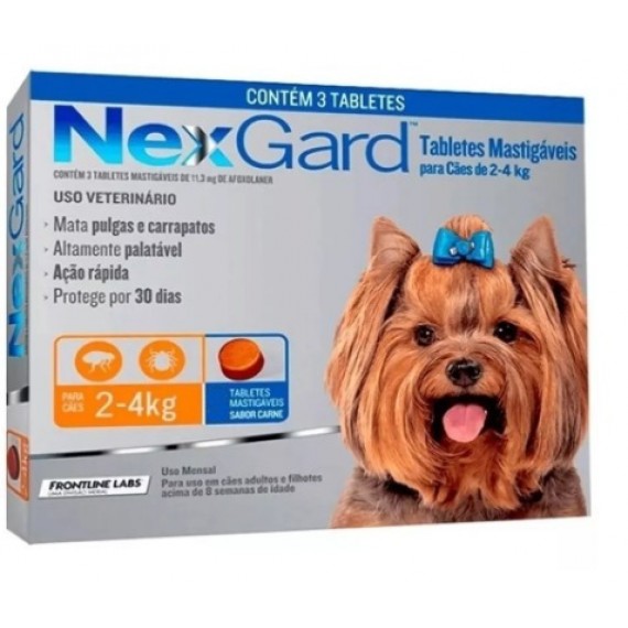 Antipulgas e Carrapatos NexGard para Cães - 2 a 4 Kg - 1 Tablete