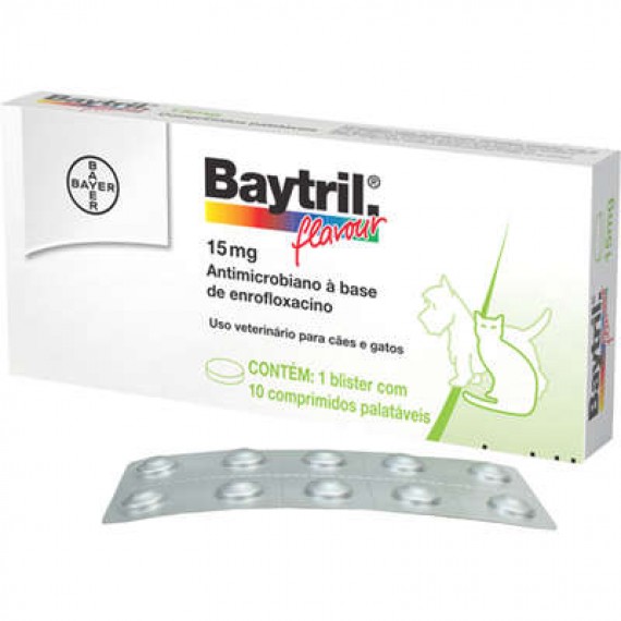 Antibiótico Baytril Flavour da Bayer - 15 mg