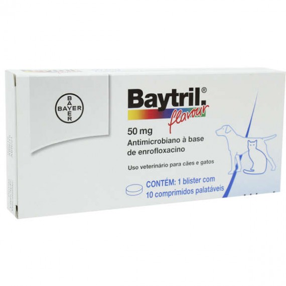 Antibiótico Baytril Flavour da Bayer - 50 mg