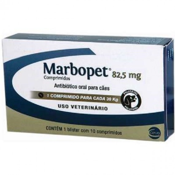 Antibiótico Marbopet 82,5 mg da Ceva - 10 Comprimidos