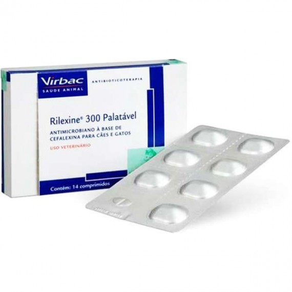 Antibiótico Rilexine 300 Palatável da Virbac - 14 Comprimidos