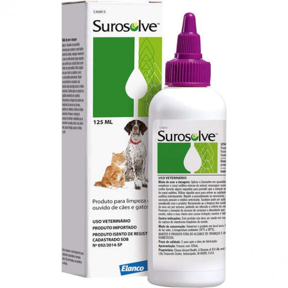 Limpador Auricular Surosolve da Elanco para Cães e Gatos - 125 ml