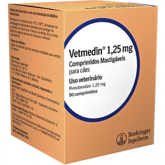 Tratamento Cardíaco Vetmedin da Boehringer - 50 comprimidos
