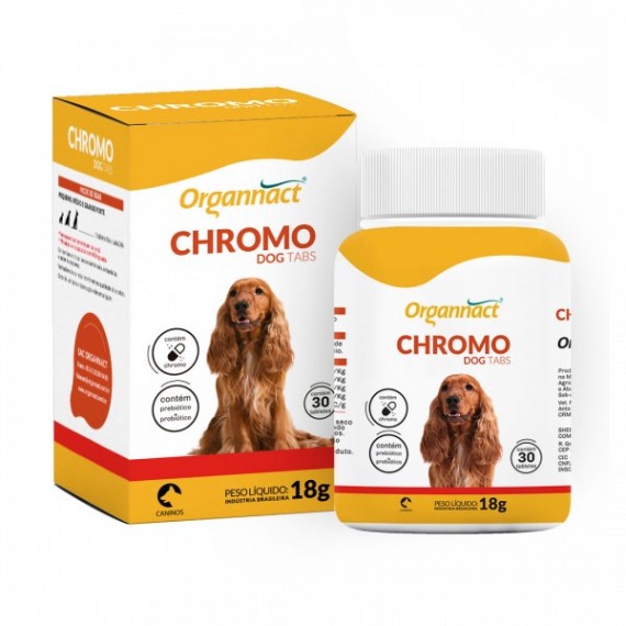 Suplemento Vitamínico Chromo Dog Tabs da Organnact para Cães - 30 tabletes