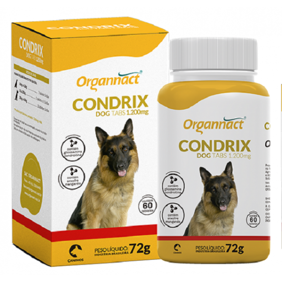 Suplemento Condrix Dog Tabs 1200 mg da Organnact para Cães - 60 tabletes