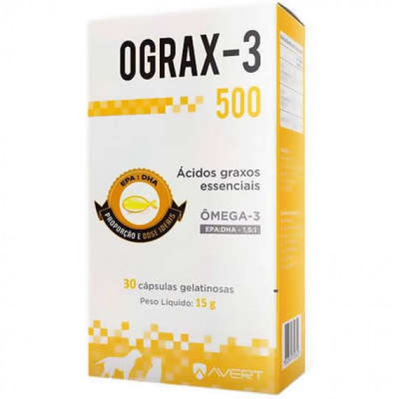 Suplemento Nutricional Ograx-3 da Evert para Cães e Gatos - 30 cápsulas