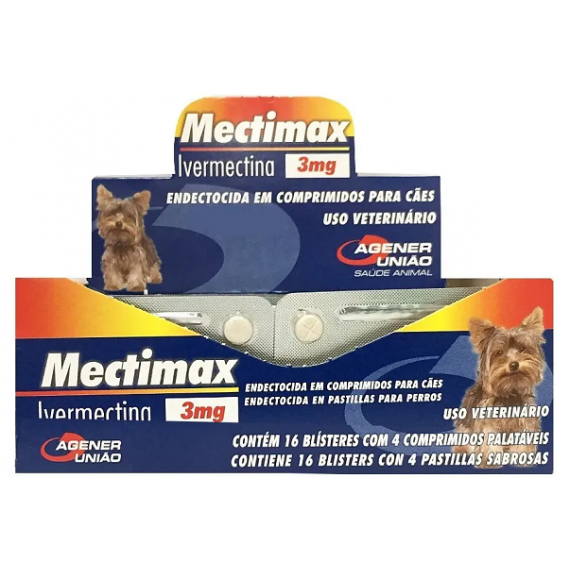 Mectimax 3 mg para Tratamento de Sarnas em Cães - 4 comprimidos