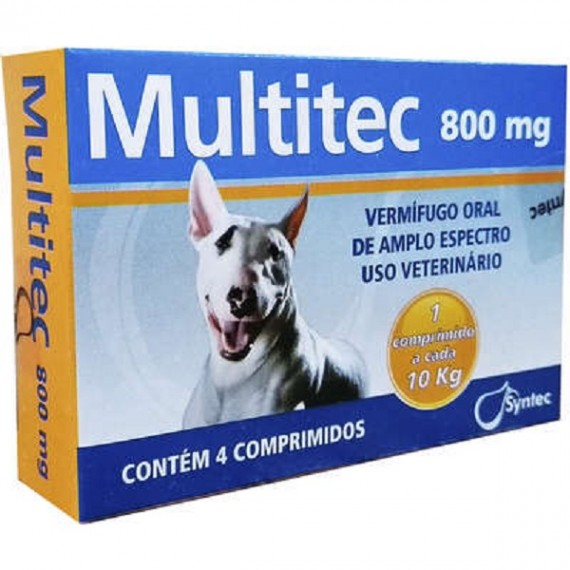 Vermífugo Multitec 800 mg para Cães até 10 Kg da Syntec
