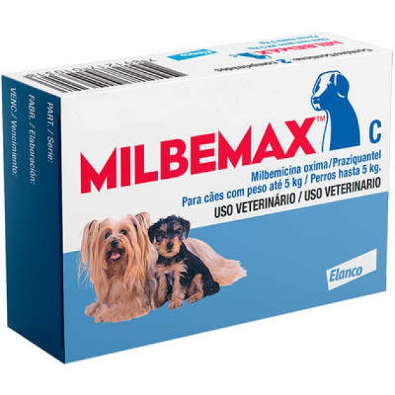 Vermífugo Milbemax C para Cães até 5 Kg da Elanco - 2 comprimidos