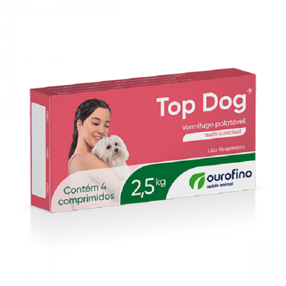 Vermífugo Top Dog da Ouro Fino para Cães de até 2,5 kg - 4 Comprimidos