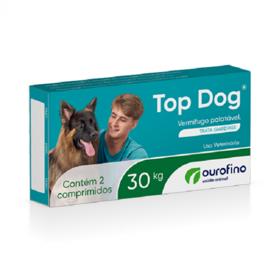 Vermífugo Top Dog da Ouro Fino para Cães de até 30 kg - 2 Comprimidos