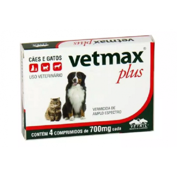 Vermífugo Vetmax Plus da Vetnil para Cães e Gatos - comprimido