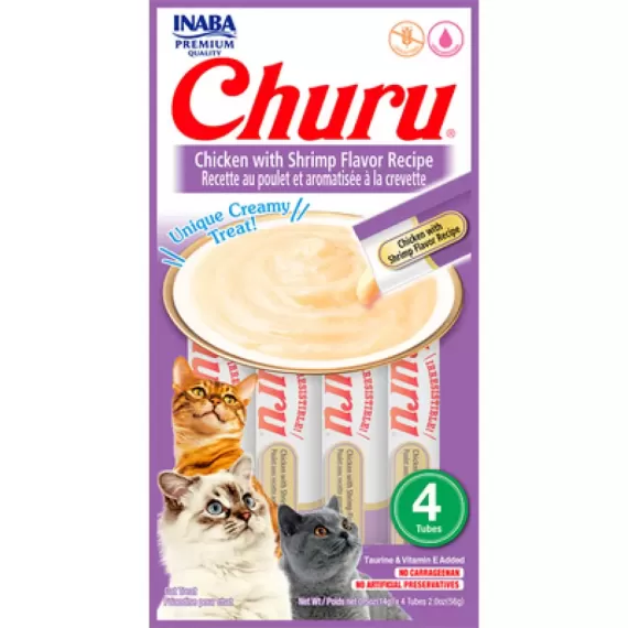 Petisco Churu Camarão e Galinha para Gatos - 56g.
