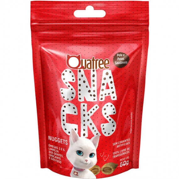 Petisco Quatree Snacks Nuggets Frango Pele e Pelo para Gatos - 60g