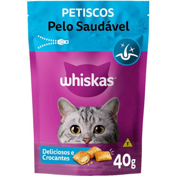 Petisco Whiskas Temptations Pelo Saudavel para Gatos Adultos - 40g